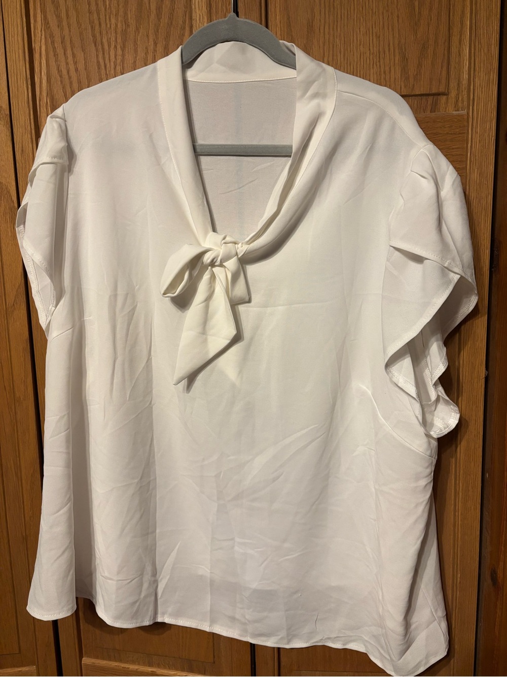 Elegant White Tie-Neck Blouse - Women's Top